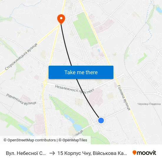 Вул. Небесної Сотні to 15 Корпус Чну, Військова Кафедра map