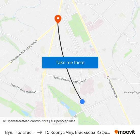 Вул. Полєтаєва to 15 Корпус Чну, Військова Кафедра map