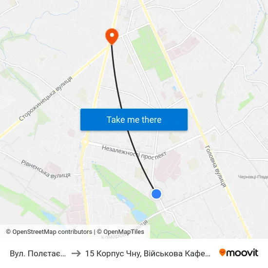 Вул. Полєтаєва to 15 Корпус Чну, Військова Кафедра map