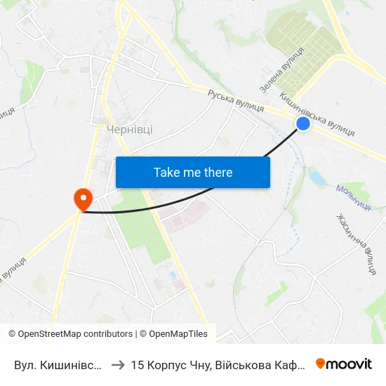 Вул. Кишинівська to 15 Корпус Чну, Військова Кафедра map