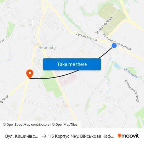 Вул. Кишинівська to 15 Корпус Чну, Військова Кафедра map