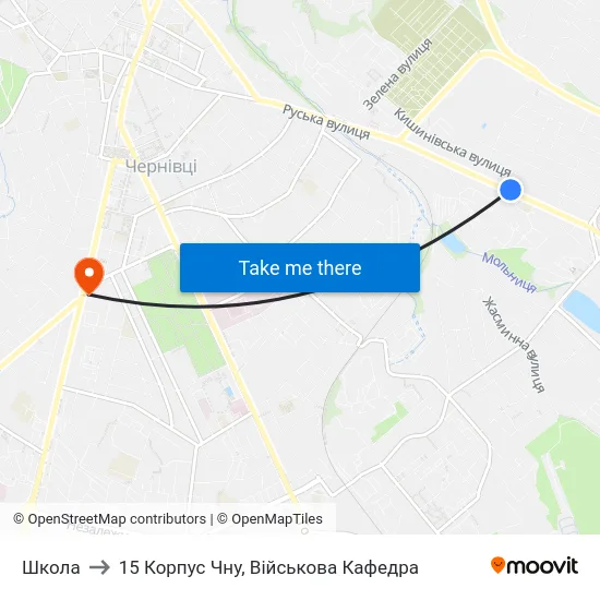 Школа to 15 Корпус Чну, Військова Кафедра map
