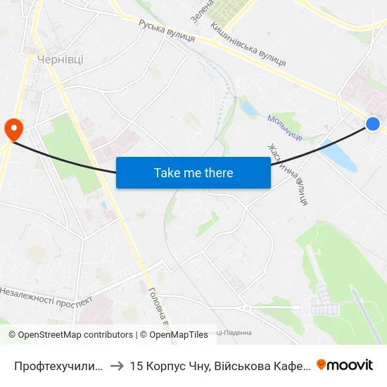 Профтехучилище to 15 Корпус Чну, Військова Кафедра map