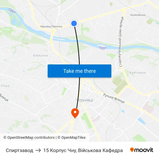 Спиртзавод to 15 Корпус Чну, Військова Кафедра map