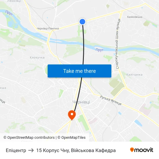 Епіцентр to 15 Корпус Чну, Військова Кафедра map