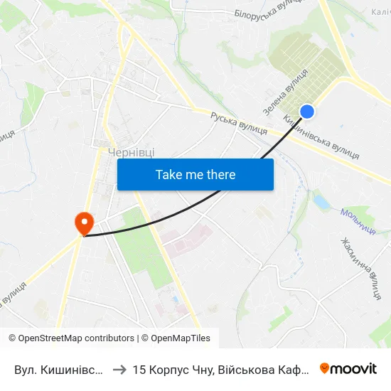 Вул. Кишинівська to 15 Корпус Чну, Військова Кафедра map