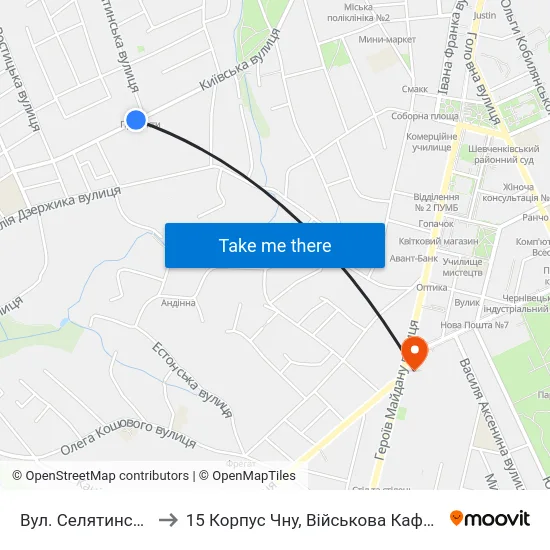 Вул. Селятинська to 15 Корпус Чну, Військова Кафедра map