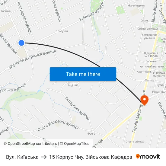Вул. Київська to 15 Корпус Чну, Військова Кафедра map