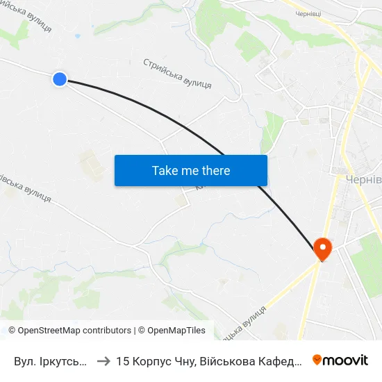 Вул. Іркутська to 15 Корпус Чну, Військова Кафедра map