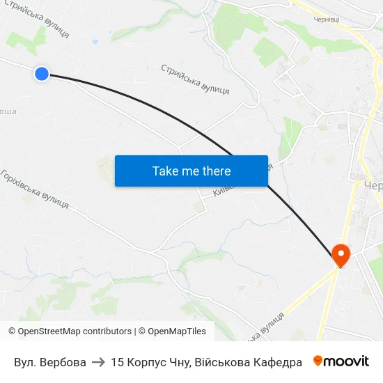 Вул. Вербова to 15 Корпус Чну, Військова Кафедра map