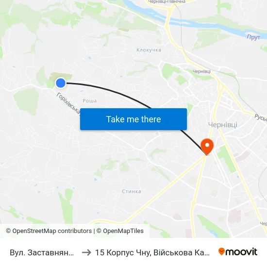 Вул. Заставнянська to 15 Корпус Чну, Військова Кафедра map