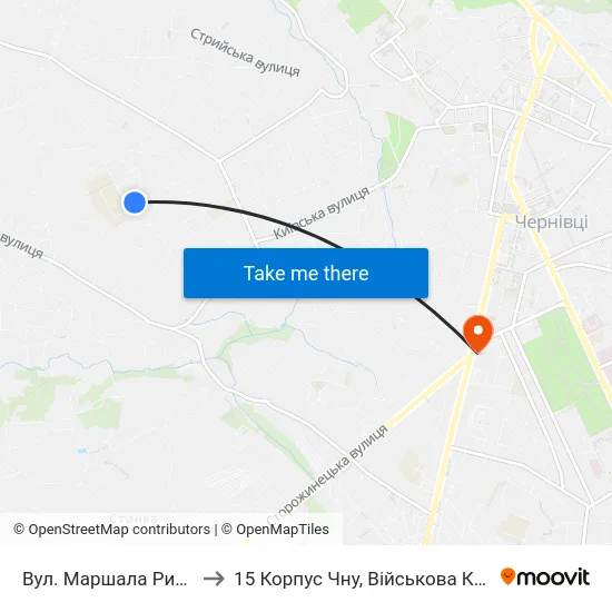 Вул. Маршала Рибалка to 15 Корпус Чну, Військова Кафедра map