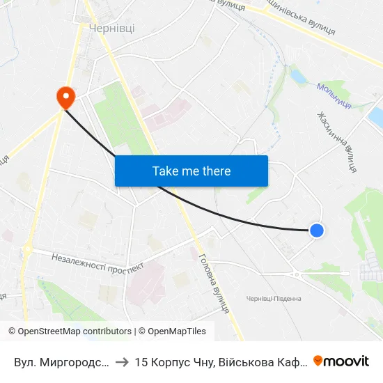 Вул. Миргородська to 15 Корпус Чну, Військова Кафедра map