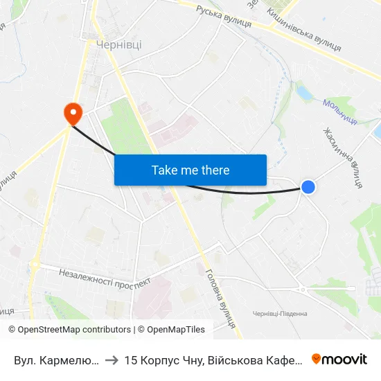 Вул. Кармелюка to 15 Корпус Чну, Військова Кафедра map