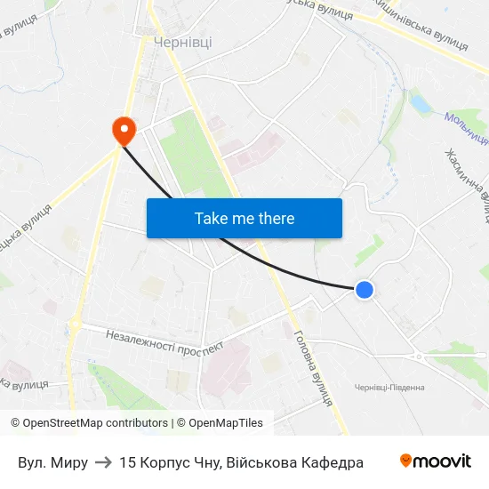 Вул. Миру to 15 Корпус Чну, Військова Кафедра map
