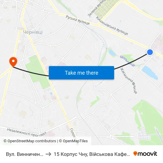 Вул. Винниченка to 15 Корпус Чну, Військова Кафедра map