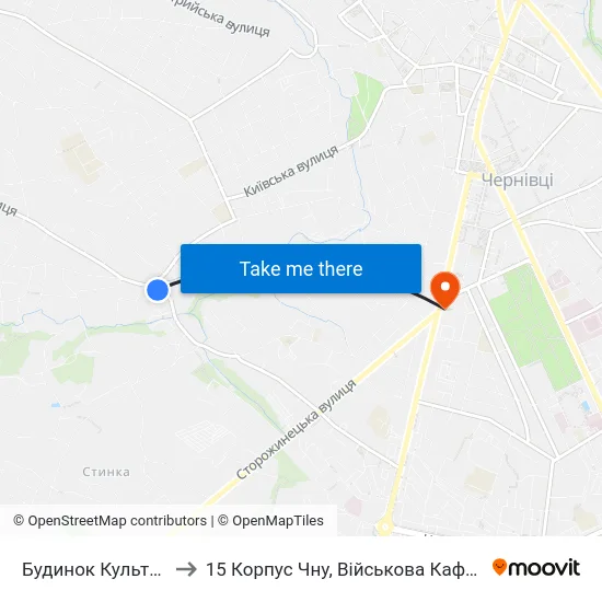 Будинок Культури to 15 Корпус Чну, Військова Кафедра map