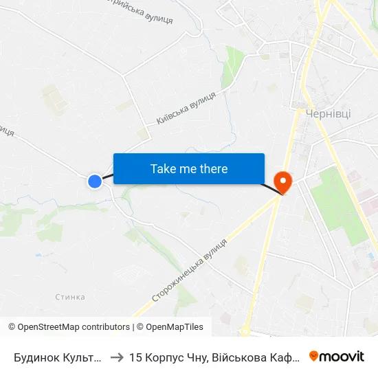 Будинок Культури to 15 Корпус Чну, Військова Кафедра map
