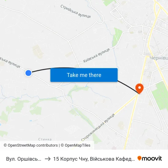 Вул. Оршівська to 15 Корпус Чну, Військова Кафедра map