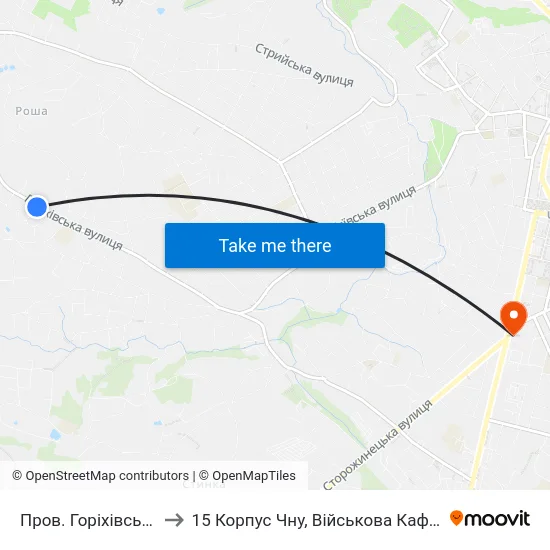 Пров. Горіхівський to 15 Корпус Чну, Військова Кафедра map