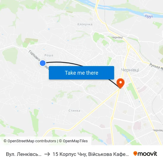 Вул. Ленківська to 15 Корпус Чну, Військова Кафедра map