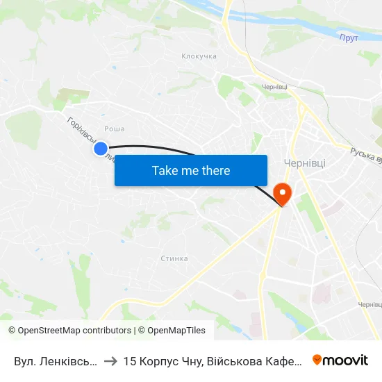 Вул. Ленківська to 15 Корпус Чну, Військова Кафедра map