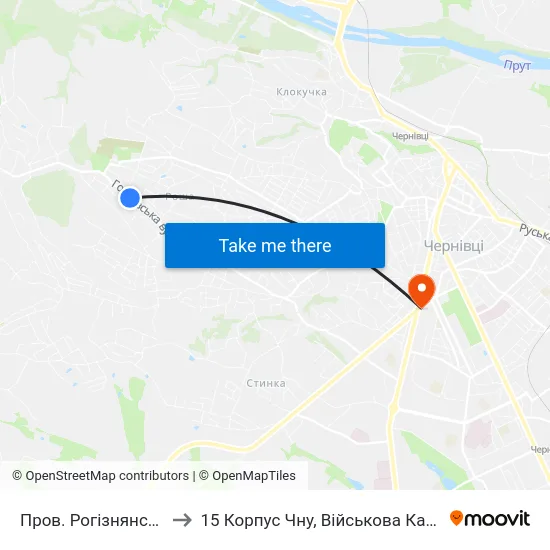 Пров. Рогізнянський to 15 Корпус Чну, Військова Кафедра map