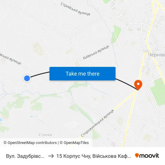 Вул. Задубрівська to 15 Корпус Чну, Військова Кафедра map