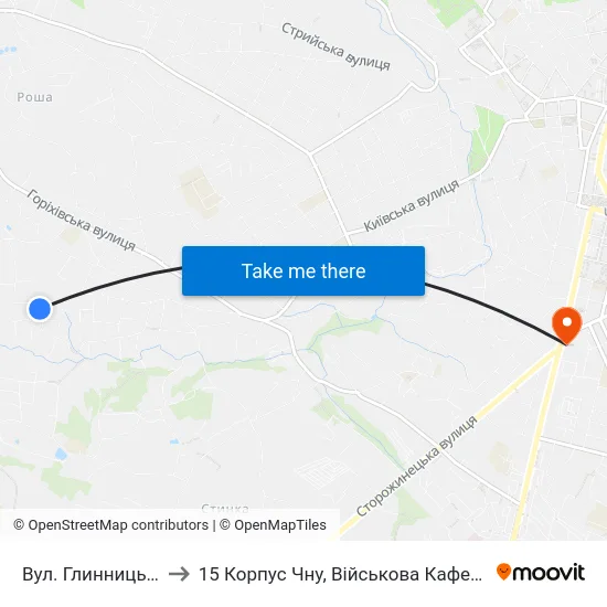 Вул. Глинницька to 15 Корпус Чну, Військова Кафедра map