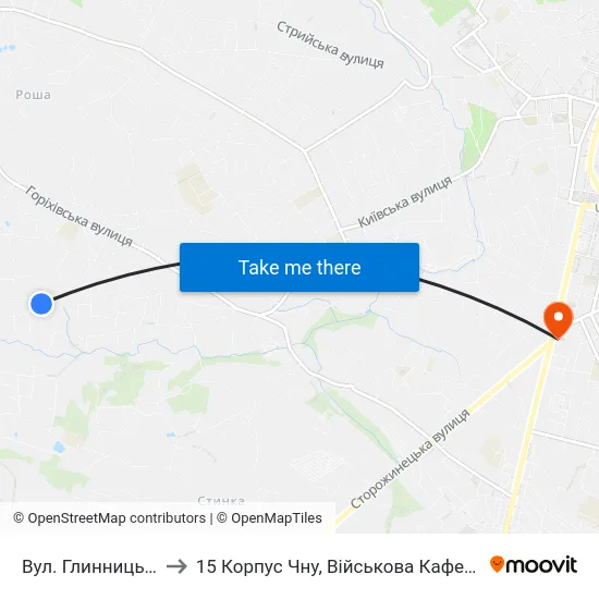 Вул. Глинницька to 15 Корпус Чну, Військова Кафедра map
