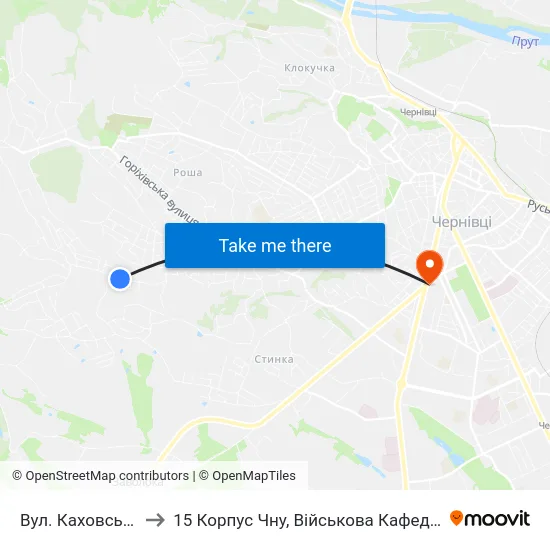 Вул. Каховська to 15 Корпус Чну, Військова Кафедра map