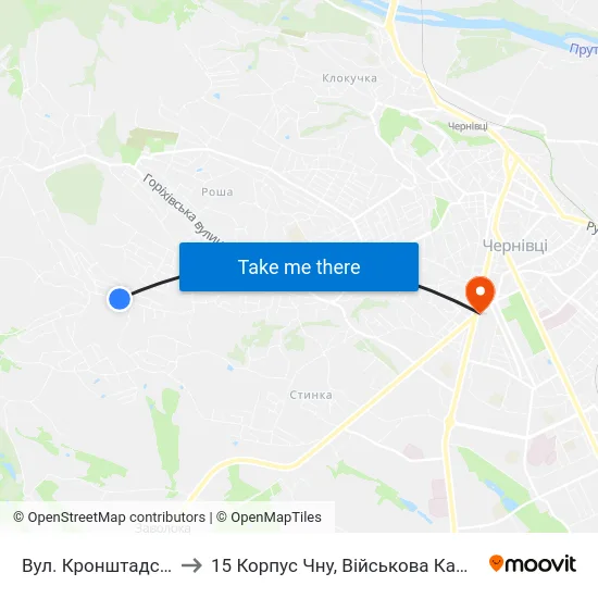 Вул. Кронштадська to 15 Корпус Чну, Військова Кафедра map