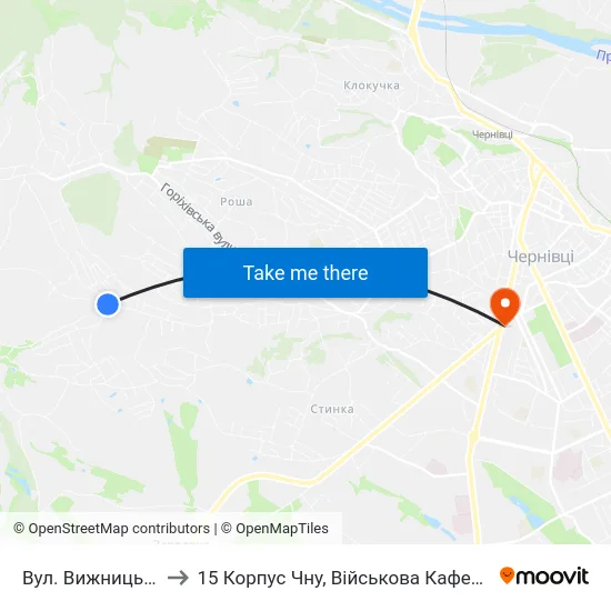 Вул. Вижницька to 15 Корпус Чну, Військова Кафедра map