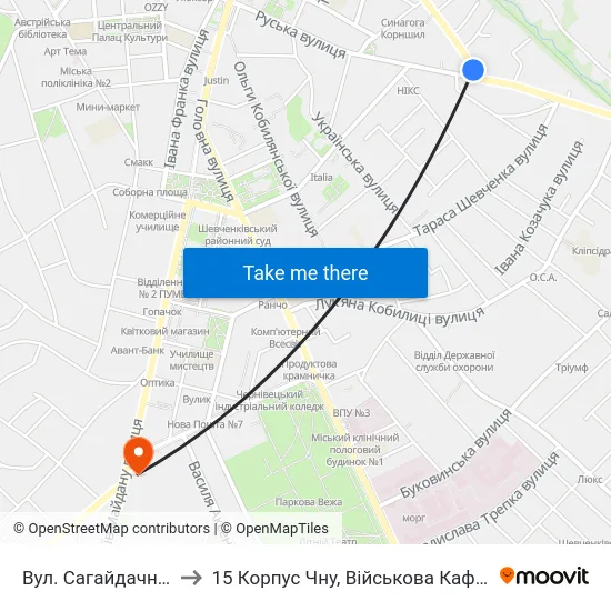Вул. Сагайдачного to 15 Корпус Чну, Військова Кафедра map