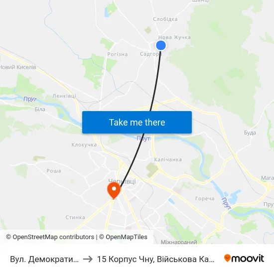 Вул. Демократична to 15 Корпус Чну, Військова Кафедра map