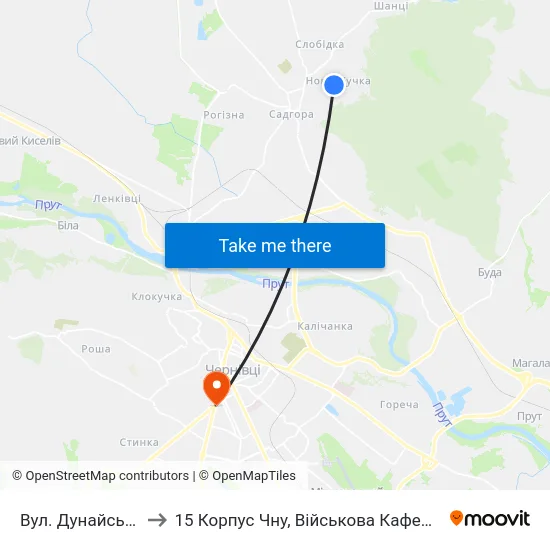 Вул. Дунайська to 15 Корпус Чну, Військова Кафедра map