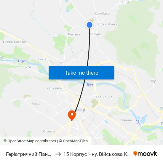 Геріатричний Пансіонат to 15 Корпус Чну, Військова Кафедра map