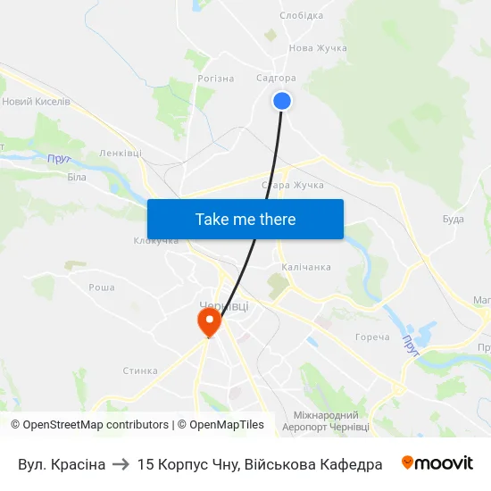 Вул. Красіна to 15 Корпус Чну, Військова Кафедра map