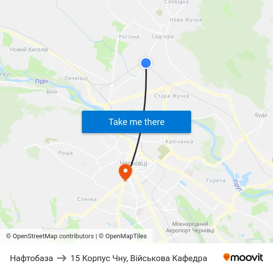 Нафтобаза to 15 Корпус Чну, Військова Кафедра map