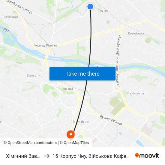Хімічний Завод to 15 Корпус Чну, Військова Кафедра map