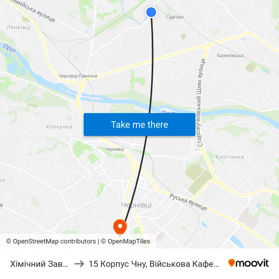 Хімічний Завод to 15 Корпус Чну, Військова Кафедра map