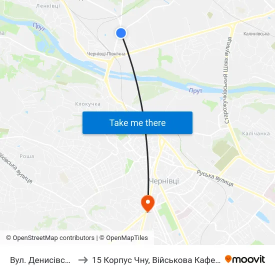 Вул. Денисівська to 15 Корпус Чну, Військова Кафедра map