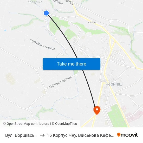 Вул. Борщівська to 15 Корпус Чну, Військова Кафедра map