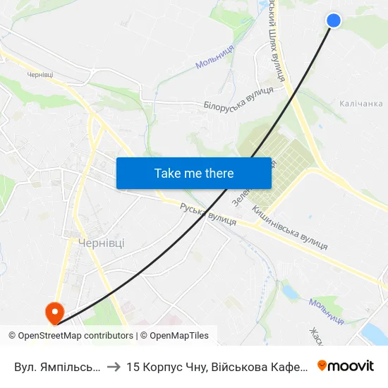 Вул. Ямпільська to 15 Корпус Чну, Військова Кафедра map
