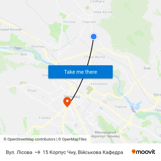 Вул. Лісова to 15 Корпус Чну, Військова Кафедра map