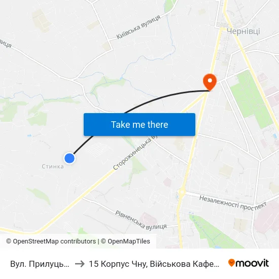 Вул. Прилуцька to 15 Корпус Чну, Військова Кафедра map