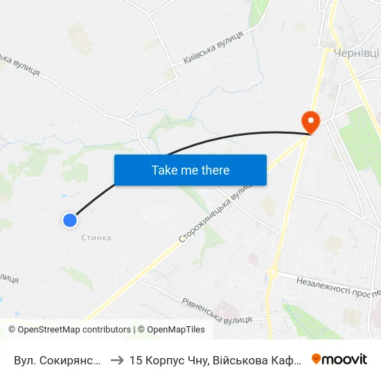 Вул. Сокирянська to 15 Корпус Чну, Військова Кафедра map