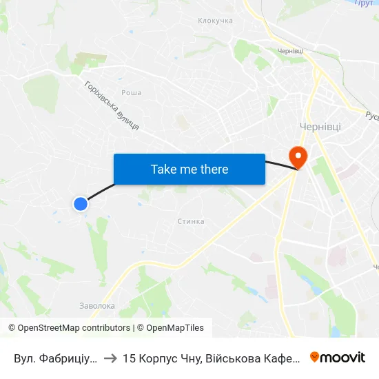 Вул. Фабриціуса to 15 Корпус Чну, Військова Кафедра map
