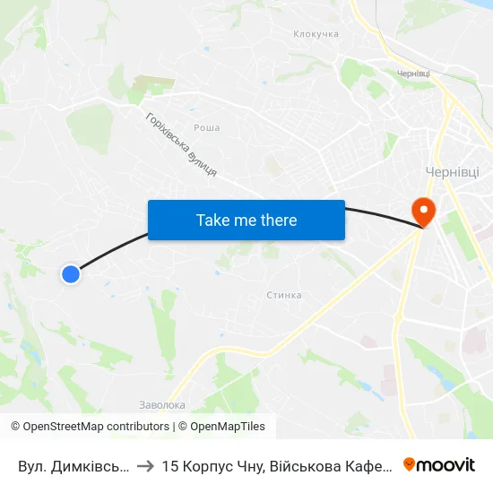 Вул. Димківська to 15 Корпус Чну, Військова Кафедра map