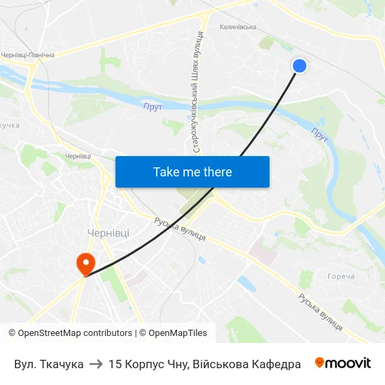 Вул. Ткачука to 15 Корпус Чну, Військова Кафедра map